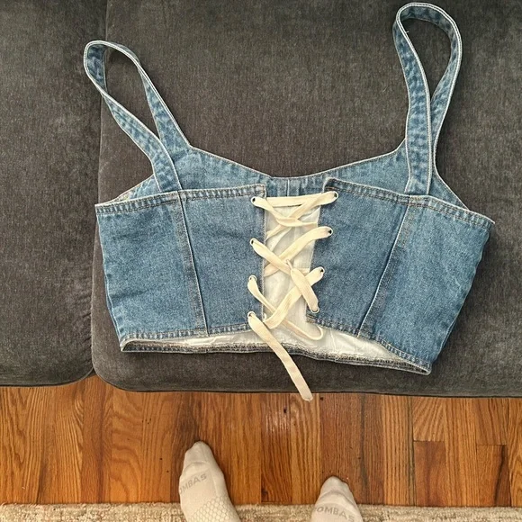 Lulu's Denim Blue Crop Top - Picture 2 of 3